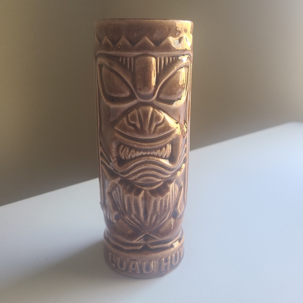 VINTAGE LUAU HUT Ceramic Double Sided Tiki Mugs Hawaii